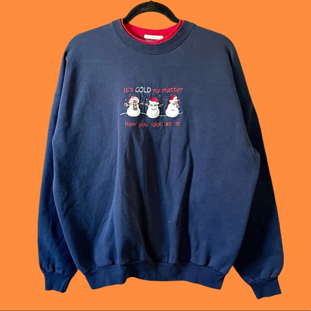Vintage Embroidered Snowmen Sweatshirt